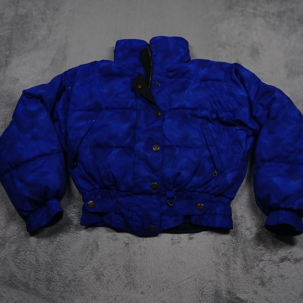 Vintage Blackbear Jacket Womens 6 Blue Cropped Puffer Full Zip Snap